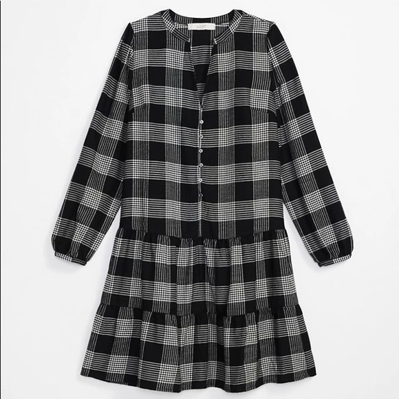 LOFT Dresses & Skirts - NWOT Loft Petite Plaid Puff Sleeve Swing Dress